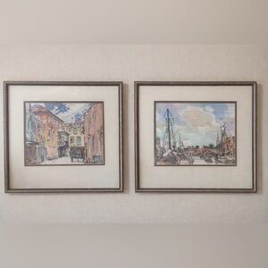 VTG Watercolor Prints – Coastal Caribbean Art Attributed to Jill Walker Set of 2